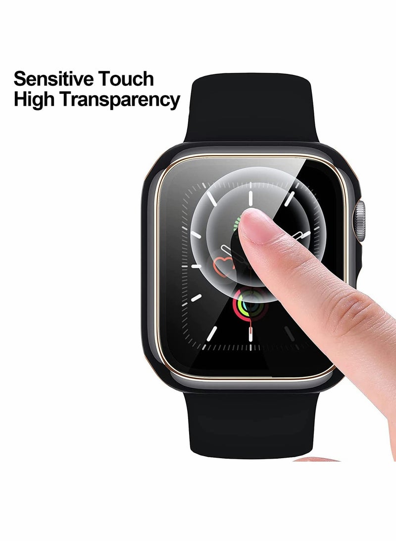 Excefore Cases Compatible with Apple Watch Series 7 41mm, 2Pcs with Tempered Glass Screen Protector Electroplated Rose Gold Edge Slim Case Cover for Women Men(Black/White) - Image 4