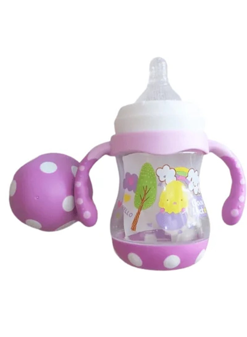 فيش ببرونة بلاستيك بغطاء بمنظم حلمة ويد 300 مل بنفسجى