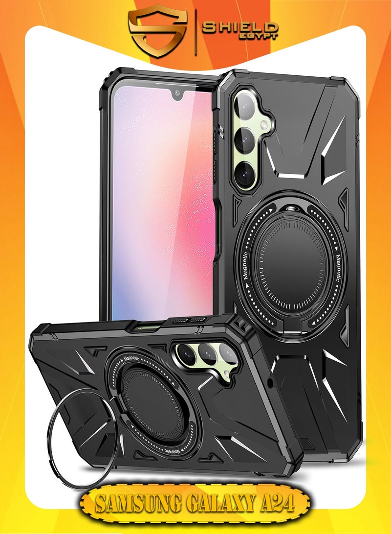 SHIELD EGYPT SHIELD EGYPT For Samsung Galaxy A24 4G/A25 4G/A25 Case Mag-Safe Magnetic Shockproof Phone Case with Ring Holder (Black)