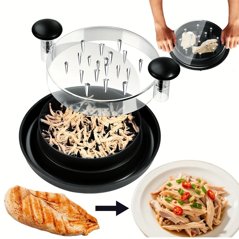 2pcs Manual Meat Grinder Black Transparent Cover And Base Labor Saving Plastic Chicken Breast Crusher For Camping BBQ Home Kitchen Outdoor Cooking And Pet Food Preparation - Image 1