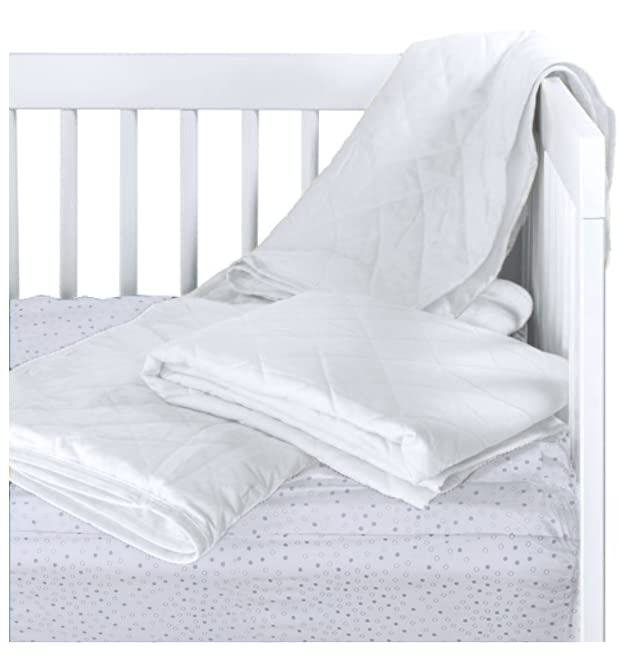 Waterproof Crib Flat Mattress Pad by QuickZip  100 Cotton White  Luxuriously Soft Pairs Perfectly with QuickZip Crib ZipOn Sheets