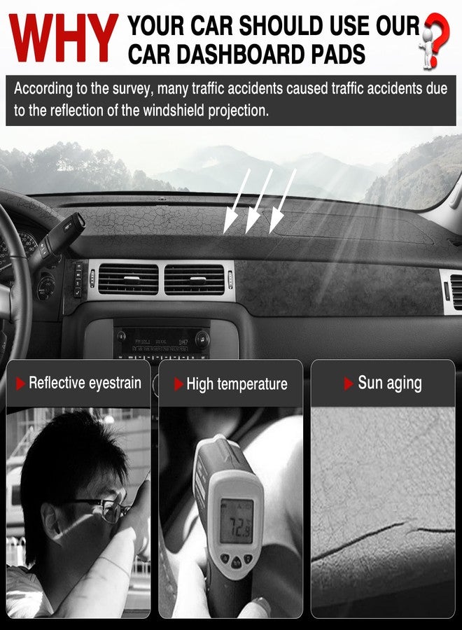 Autorder Dashboard Cover Mat for 2007-2013 Chevy Silverado Sierra,2007-2014 Chevy Tahoe Suburban Denali Avalanche&GMC Yukon/XL Without Dash Speaker&Only One Glove Box Accessories Velvet Dash Cover - Image 2