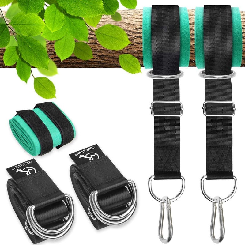 Coolrunner 10FT Tree Swing Straps Hanging Kit(2 Pack) - 5000Lbs Break Strength - Extra Long Swing Hammock Straps with Two Zinc Alloy Carabiners - for All Types of Swings - Image 1