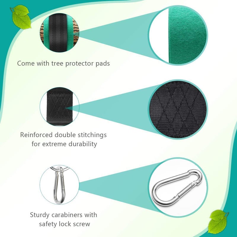 Coolrunner 10FT Tree Swing Straps Hanging Kit(2 Pack) - 5000Lbs Break Strength - Extra Long Swing Hammock Straps with Two Zinc Alloy Carabiners - for All Types of Swings - Image 2