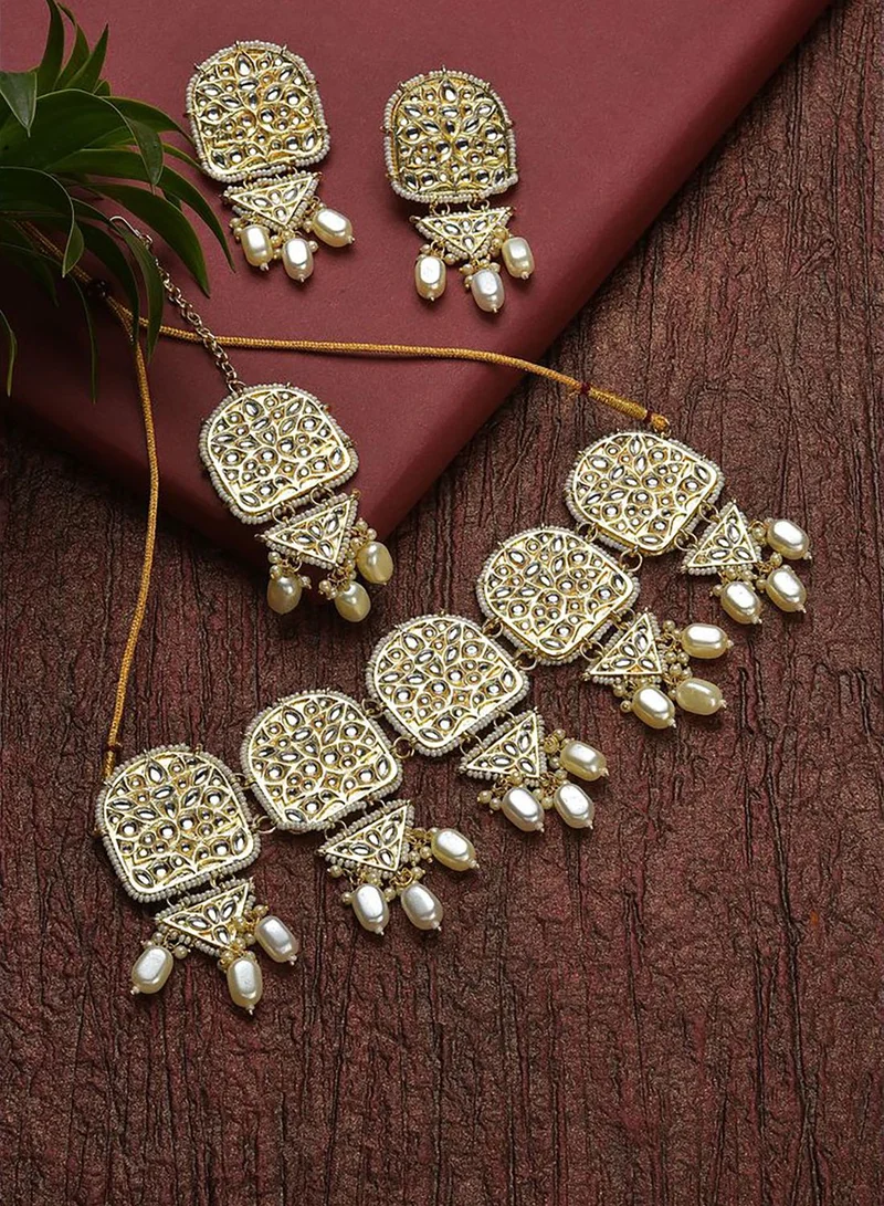 SOHI Kundan Gold Plated Necklace Set