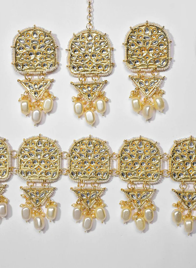 SOHI Kundan Gold Plated Necklace Set