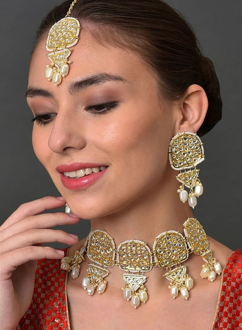 SOHI Kundan Gold Plated Necklace Set
