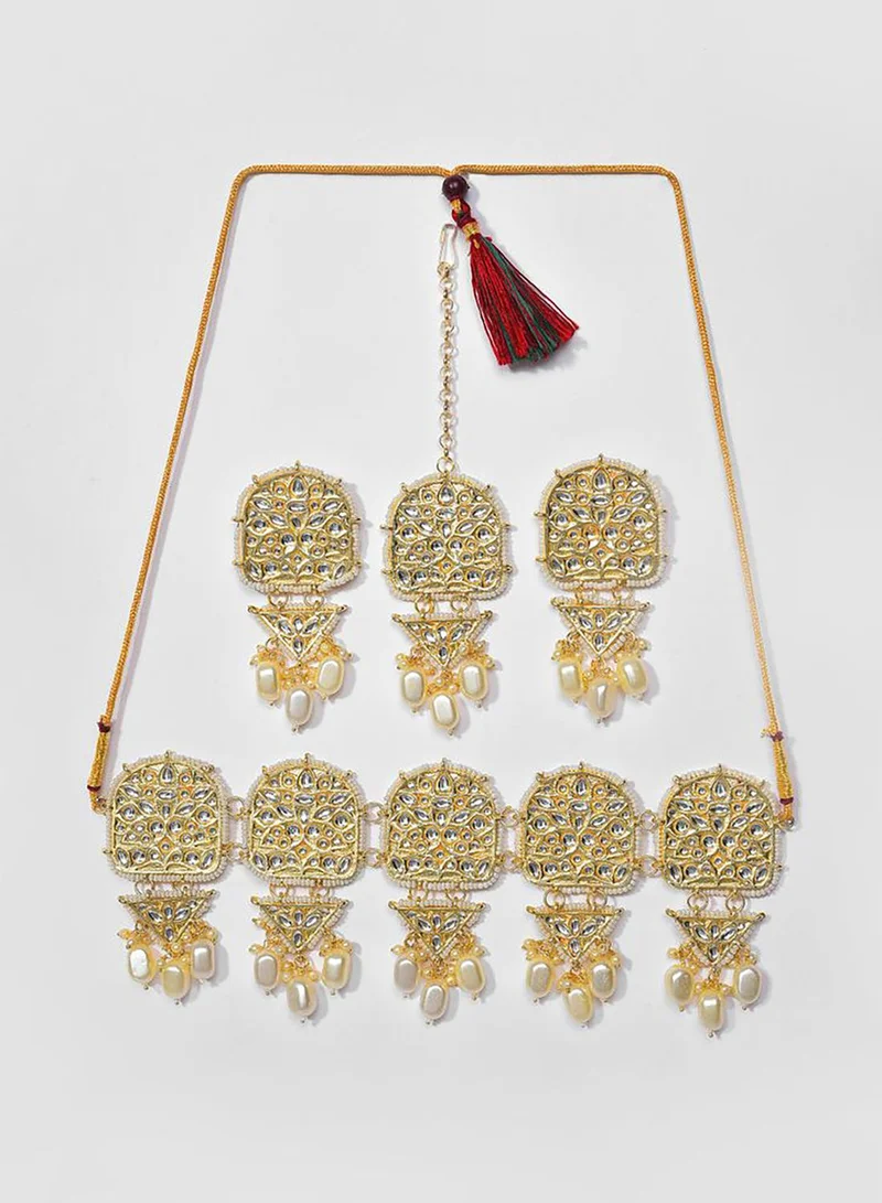 SOHI Kundan Gold Plated Necklace Set