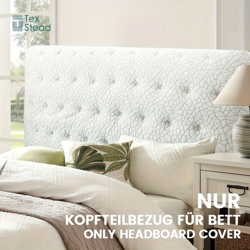 1pc Machine Washable White Stretch Headboard Cover Breathable Polyester Bed Slipcover With Non Slip Padding Diamond Design For Most Bed Frames 62 99 x 27 56 Inch Easy Care Fabric Protector Elegant Modern Bedroom Decor - Image 4