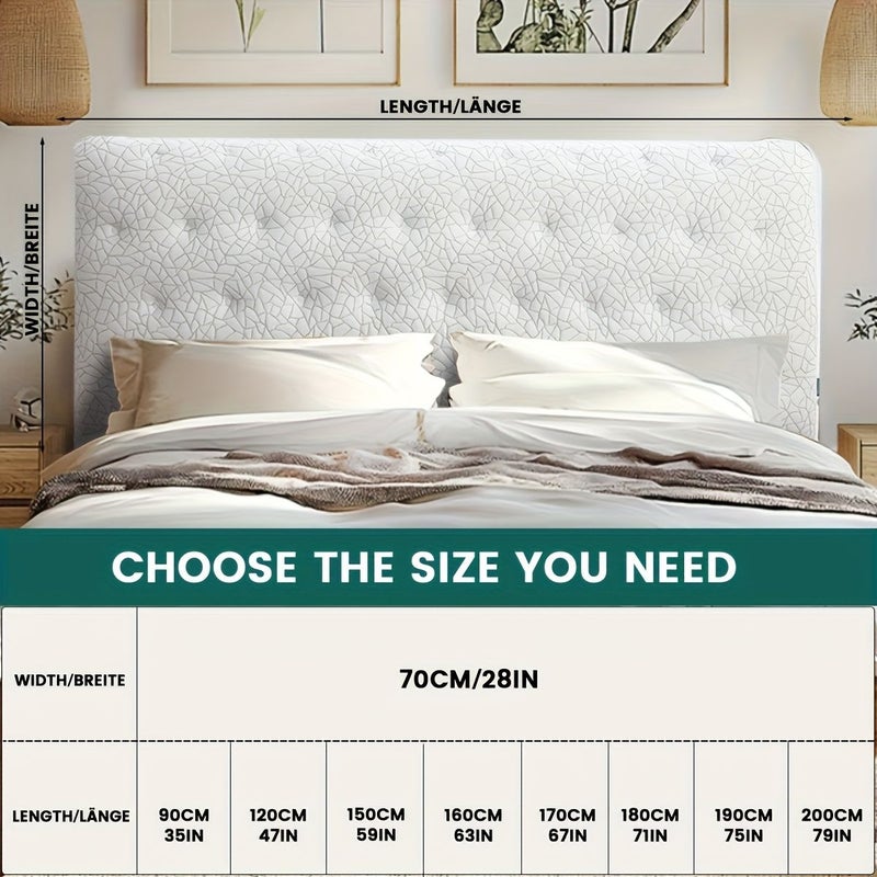 1pc Machine Washable White Stretch Headboard Cover Breathable Polyester Bed Slipcover With Non Slip Padding Diamond Design For Most Bed Frames 62 99 x 27 56 Inch Easy Care Fabric Protector Elegant Modern Bedroom Decor - Image 3