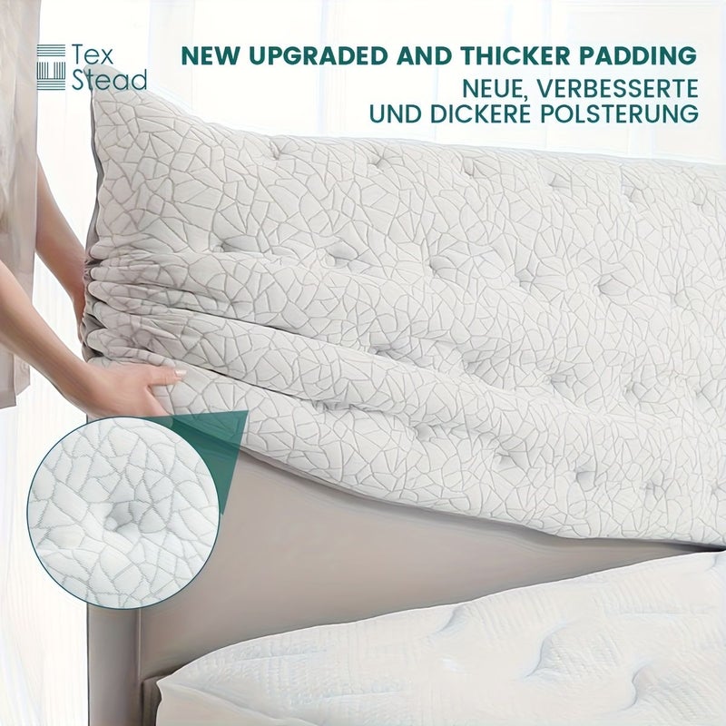 1pc Machine Washable White Stretch Headboard Cover Breathable Polyester Bed Slipcover With Non Slip Padding Diamond Design For Most Bed Frames 62 99 x 27 56 Inch Easy Care Fabric Protector Elegant Modern Bedroom Decor - Image 2