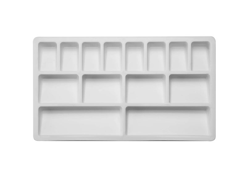 Feinerman 1 Pcs Colour Mixing Palette for Artists & Students - Rectangle Shape with 14 Compartments, 8 Color Wells, 2 Water Storage Sections, 4 Mixing Compartments - Colour Mixing Tray for Artists - Image 4