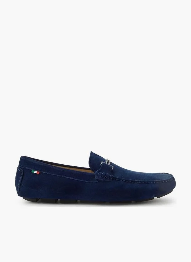 Renzo Ruganni Men Metallic Trim Premium Suede Leather Loafers