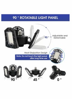 Y&D LED Garage Lights, Cozy 8000 Lumens Ultra Bright 80W Ceiling Lights with E26 Lamp Socket, Shop Light 3 Adjustable Panels, Fixture for Warehouse  - Image 4