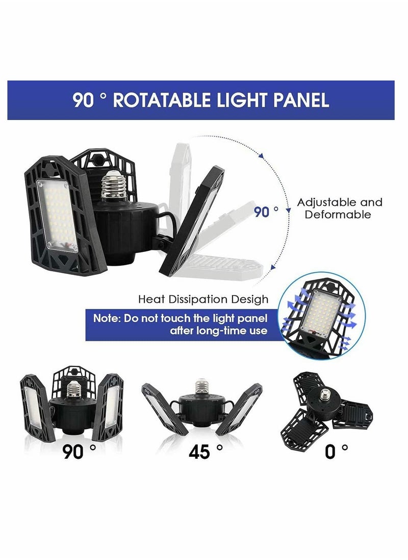 Y&D LED Garage Lights, Cozy 8000 Lumens Ultra Bright 80W Ceiling Lights with E26 Lamp Socket, Shop Light 3 Adjustable Panels, Fixture for Warehouse  - Image 4