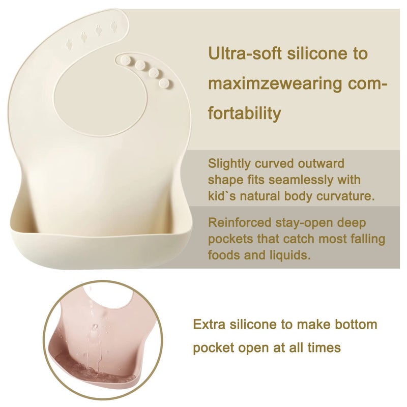 PandaEar Silicone Bibs for Babies Toddlers Girls| Adjustable Waterproof BPA Free Soft Durable Bibs for eating with Large Pocket Food Catcher - Image 4