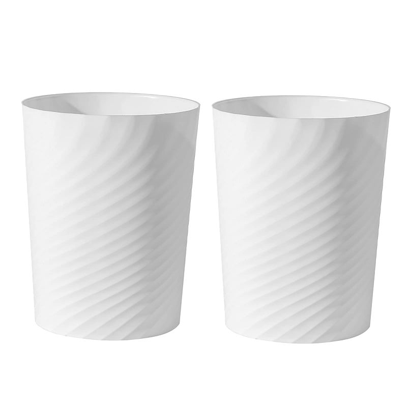 UUJOLY Plastic Small Trash Can Wastebasket, Garbage Container Basket for Bathrooms, Laundry Room, Kitchens, Offices, Kids Rooms, Dorms, (White, 1.8 Gallon/2 Pack) - Image 1