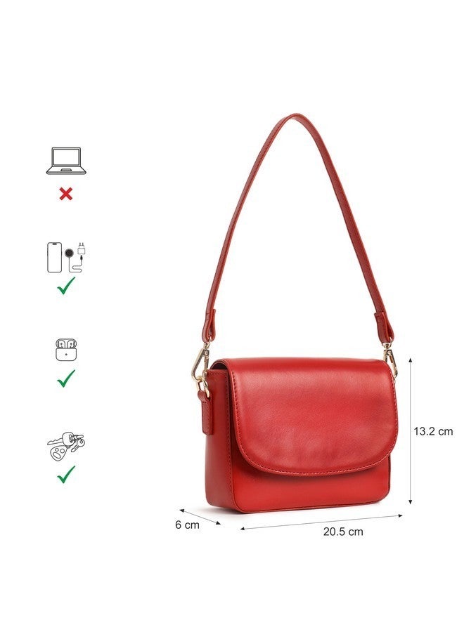 Fastrack Women and Girls Solid Casual Shoulder Bag , | Detachable Sling Straps with Button Closure, Red - Image 4