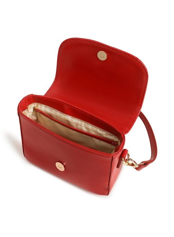 Fastrack Women and Girls Solid Casual Shoulder Bag , | Detachable Sling Straps with Button Closure, Red - Image 5