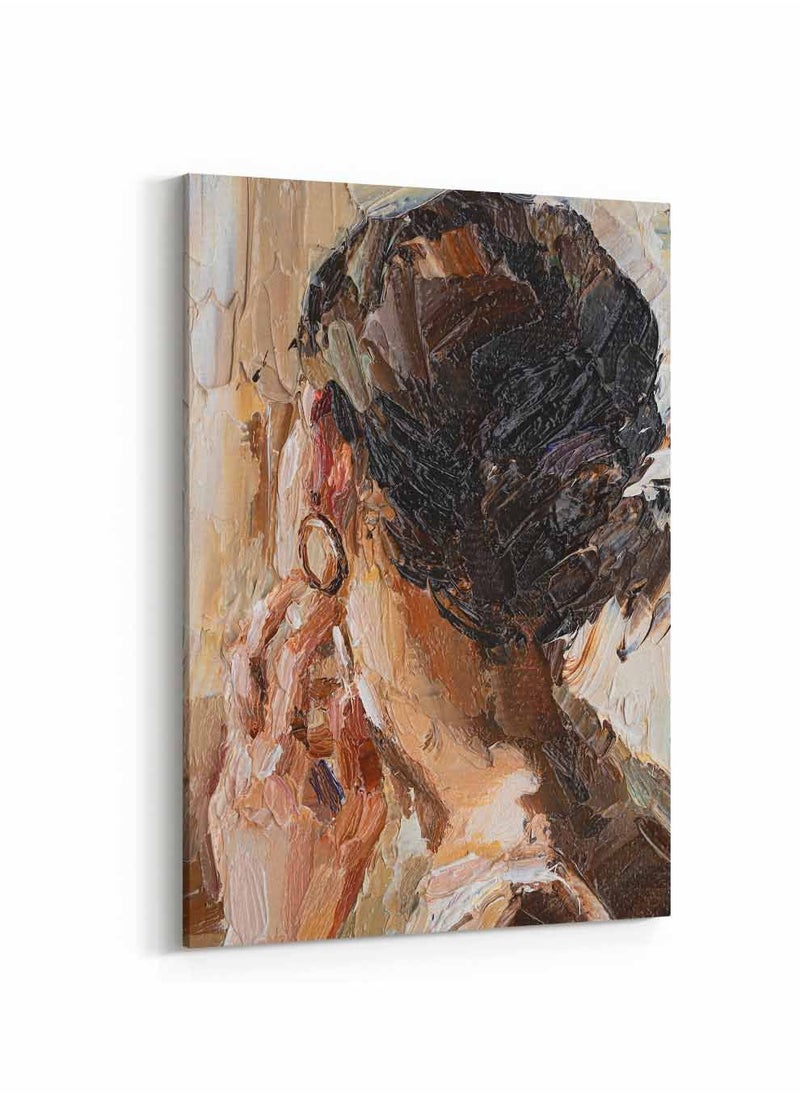LOWHA Framed Canvas Wall Art Stretched Over Wooden Frame, Woman's Earring Painting, For Home, Living Room, Office Decor  - Image 5