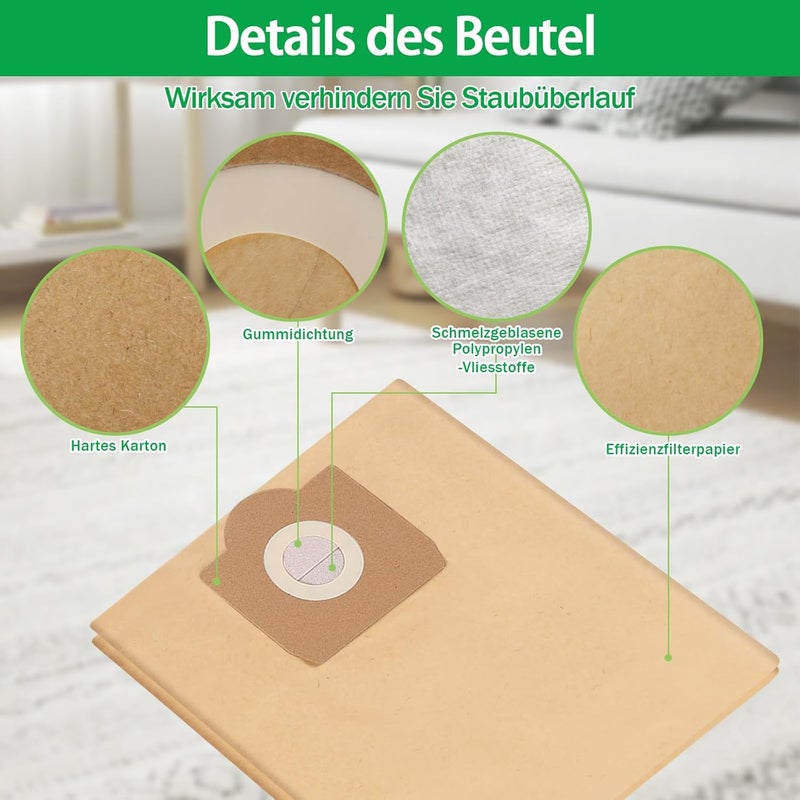 Tomkity 10 Kärcher Vacuum Cleaner Bags with 2 Filters Replacement for Kärcher WD3 WD2 WD1 MV2 MV3 SE 4002, Filter Set KFI 357 Bags (6.959-130.0) and Filter (6.414-552.0) - Image 3