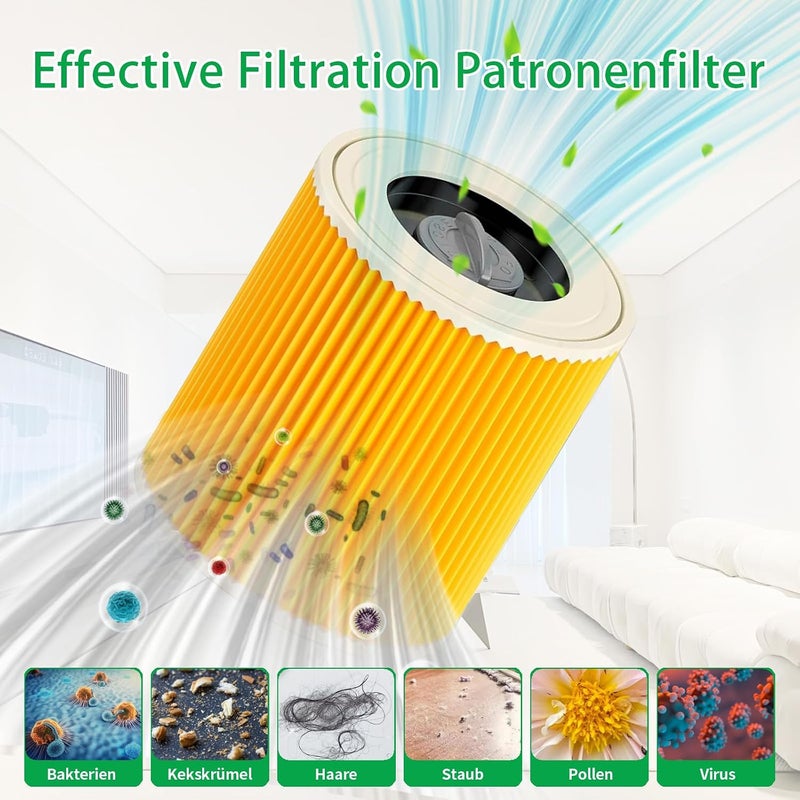 Tomkity 10 Kärcher Vacuum Cleaner Bags with 2 Filters Replacement for Kärcher WD3 WD2 WD1 MV2 MV3 SE 4002, Filter Set KFI 357 Bags (6.959-130.0) and Filter (6.414-552.0) - Image 5