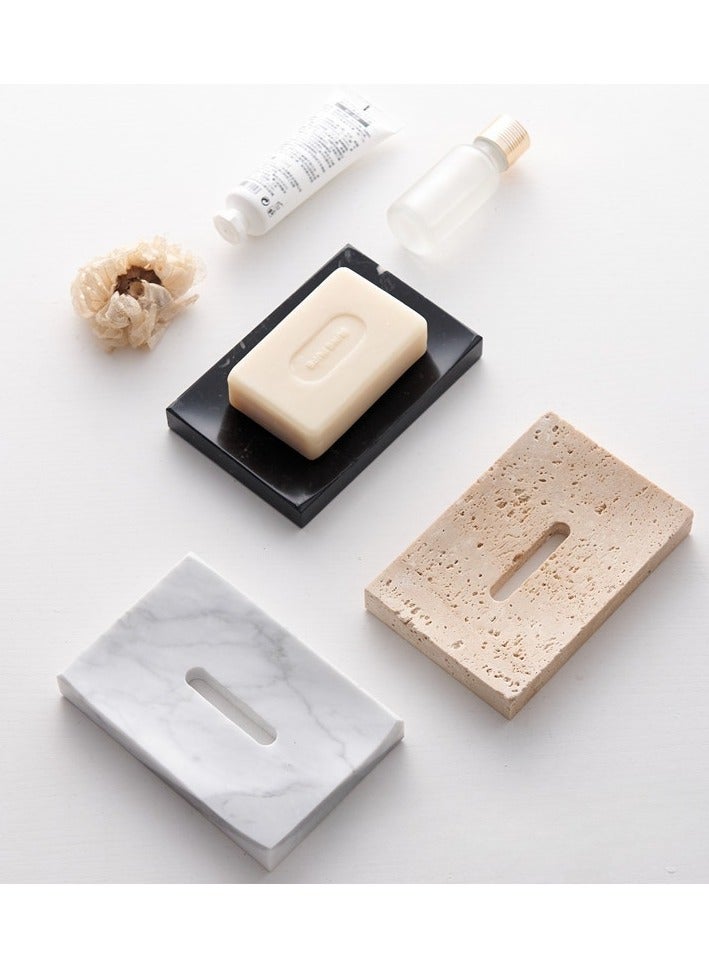 FUKE Marble Soap Dish with Draining Hole Bathroom Organizer Soap Dish - Image 2