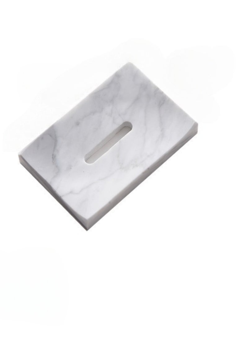 FUKE Marble Soap Dish with Draining Hole Bathroom Organizer Soap Dish - Image 1