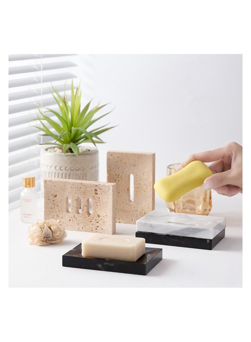 FUKE Marble Soap Dish with Draining Hole Bathroom Organizer Soap Dish - Image 4