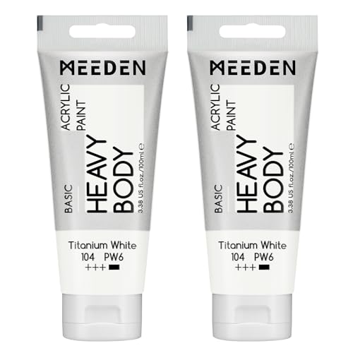 MEEDEN Titanium White Acrylic Paint: Pack of 2 Heavy Body Acrylic Paints (100ml/3.38oz x 2 Tubes) - Image 1
