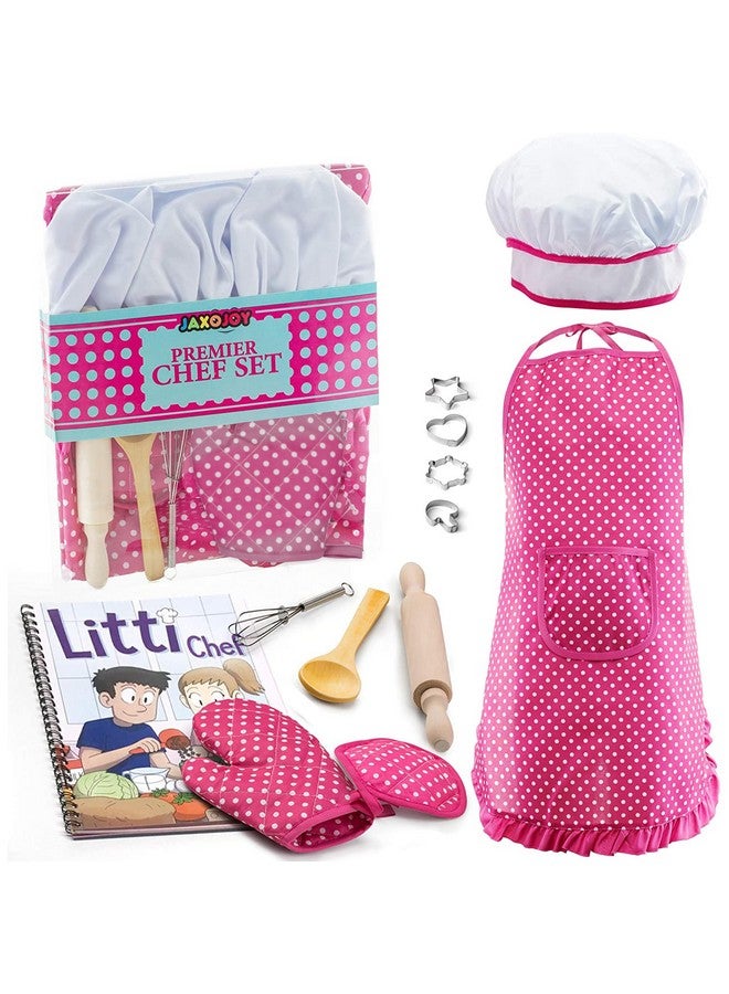 JaxoJoy Kids Cooking and Baking Chef Set for Little Girls, Complete Cooking Sets, Toddler Dress Up and Pretend Play Dress Up Clothes for Girls, Kitchen Toys 3-5 Years Old with Kids Aprons  - Image 1