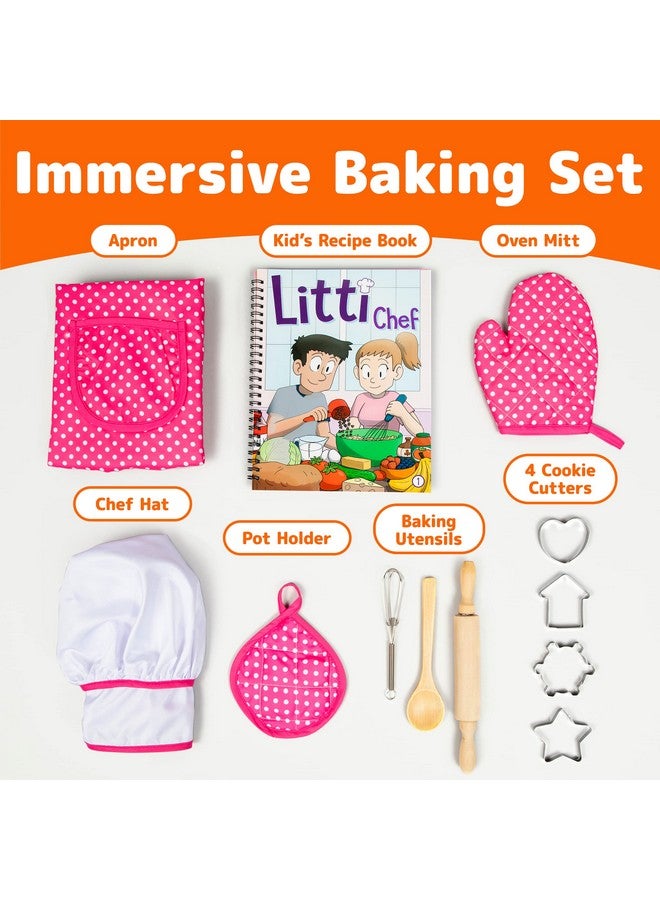 JaxoJoy Kids Cooking and Baking Chef Set for Little Girls, Complete Cooking Sets, Toddler Dress Up and Pretend Play Dress Up Clothes for Girls, Kitchen Toys 3-5 Years Old with Kids Aprons  - Image 2