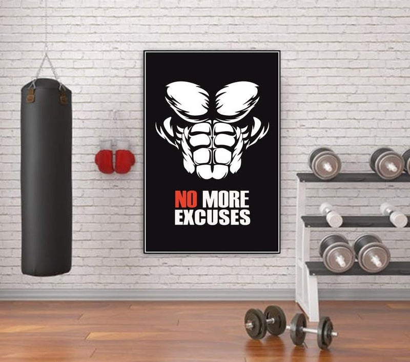 PIXELARTZ Wall Poster No More Excuses Motivational Workout and Exercises Illustrations Bodybuilding Gym Posters HD Quality Posters for Home, Office, Room, Gym Wall - Multicolor - Image 2