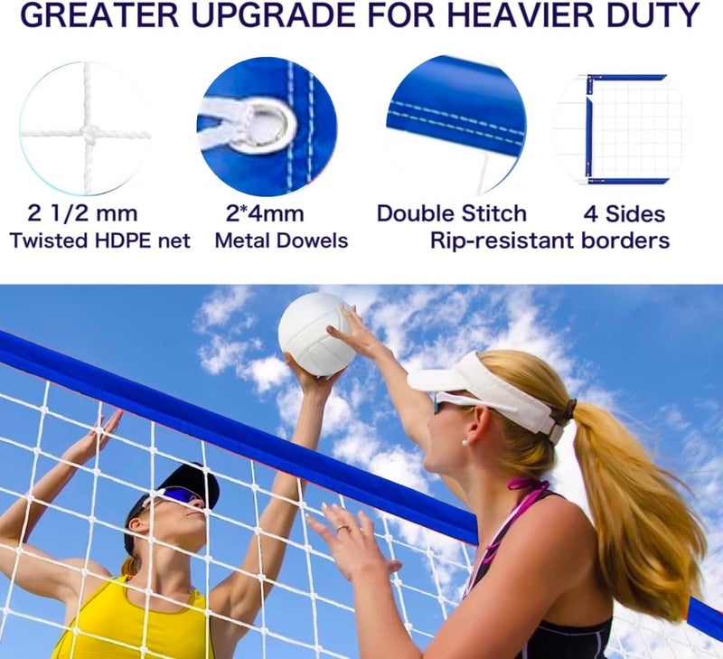 IQSTRP Professional Volleyball Net Outdoor with Aircraft Steel Cable, Heavy Duty VolleyballNet for Backyard, 32x3FT Portable Volleyball Nets for Pool Schoolyard Beach, Badminton/Pro VolleyballNets Set - Image 4