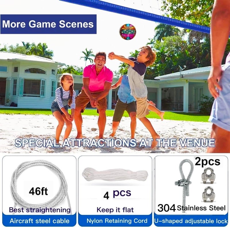 IQSTRP Professional Volleyball Net Outdoor with Aircraft Steel Cable, Heavy Duty VolleyballNet for Backyard, 32x3FT Portable Volleyball Nets for Pool Schoolyard Beach, Badminton/Pro VolleyballNets Set - Image 5