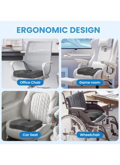 RAQTA Memory Foam Cushion for Office Chair, Car Seat, Airplane, Bleacher – Sciatica, Hip & Coccyx Pain Relief – Desk Chair Cushion for Long Sitting, Office Workers, Car Drivers  - Image 3