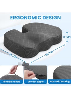 RAQTA Memory Foam Cushion for Office Chair, Car Seat, Airplane, Bleacher – Sciatica, Hip & Coccyx Pain Relief – Desk Chair Cushion for Long Sitting, Office Workers, Car Drivers  - Image 2