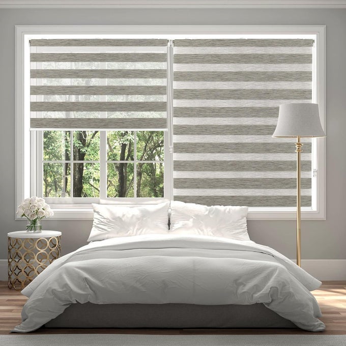 Zebra Blinds for Windows 40 Inches W X 84 Inches H Brown Day and Night Blinds with Aluminium Cassette for Living Bed Room Office