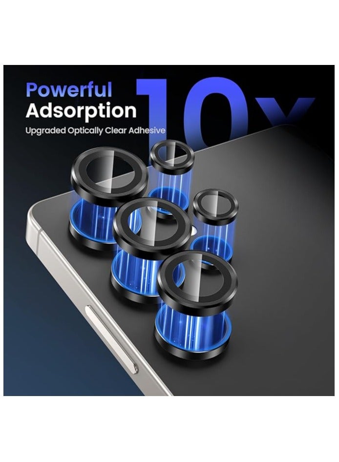 Denx Camera Lens Protector for Samsung Galaxy S25 Ultra 6.9inches, Single Ring Cover 9H Hardness Tempered Glass, Easy Installation Tray, HD Clear (Black) - Image 2