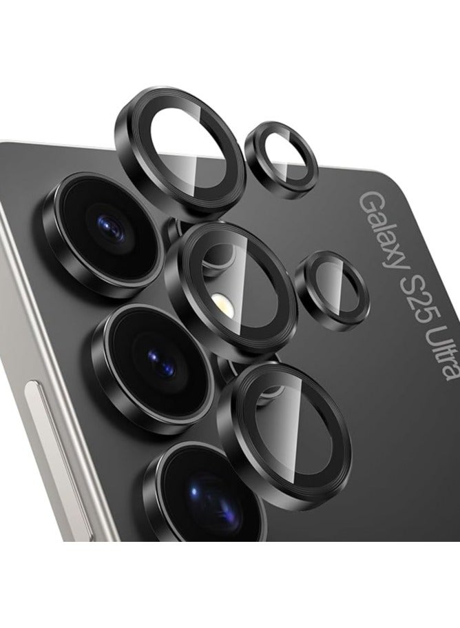 Denx Camera Lens Protector for Samsung Galaxy S25 Ultra 6.9inches, Single Ring Cover 9H Hardness Tempered Glass, Easy Installation Tray, HD Clear (Black) - Image 1