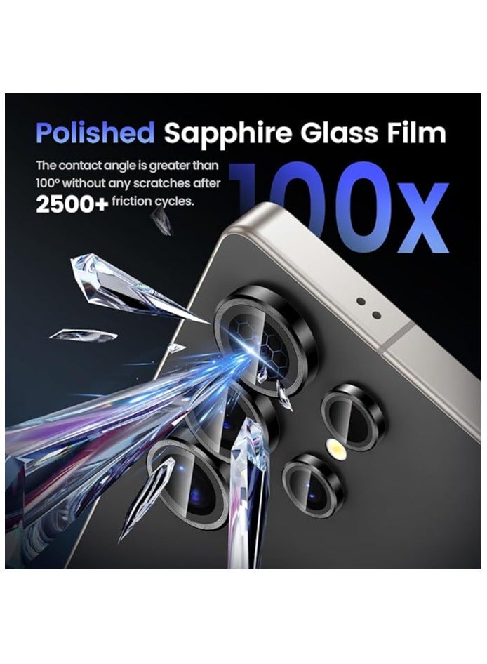 Denx Camera Lens Protector for Samsung Galaxy S25 Ultra 6.9inches, Single Ring Cover 9H Hardness Tempered Glass, Easy Installation Tray, HD Clear (Black) - Image 4