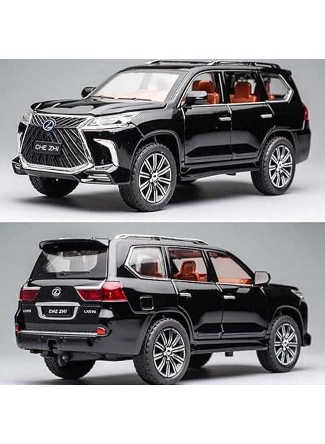سيارة Iecast Lexus 570 للطرق الوعرة في سيارة الدفع الرباعي الفاخرة، سيارة لعبة سحب للخلف من سبائك الزنك مع صوت وضوء هدية للأطفال الأولاد والبنات - Image 3