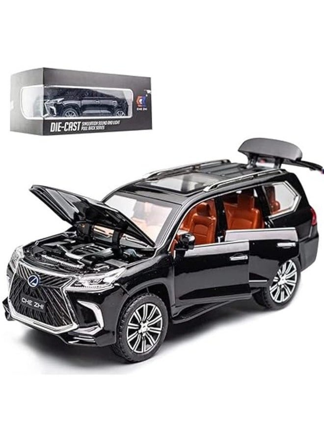 سيارة Iecast Lexus 570 للطرق الوعرة في سيارة الدفع الرباعي الفاخرة، سيارة لعبة سحب للخلف من سبائك الزنك مع صوت وضوء هدية للأطفال الأولاد والبنات - Image 2