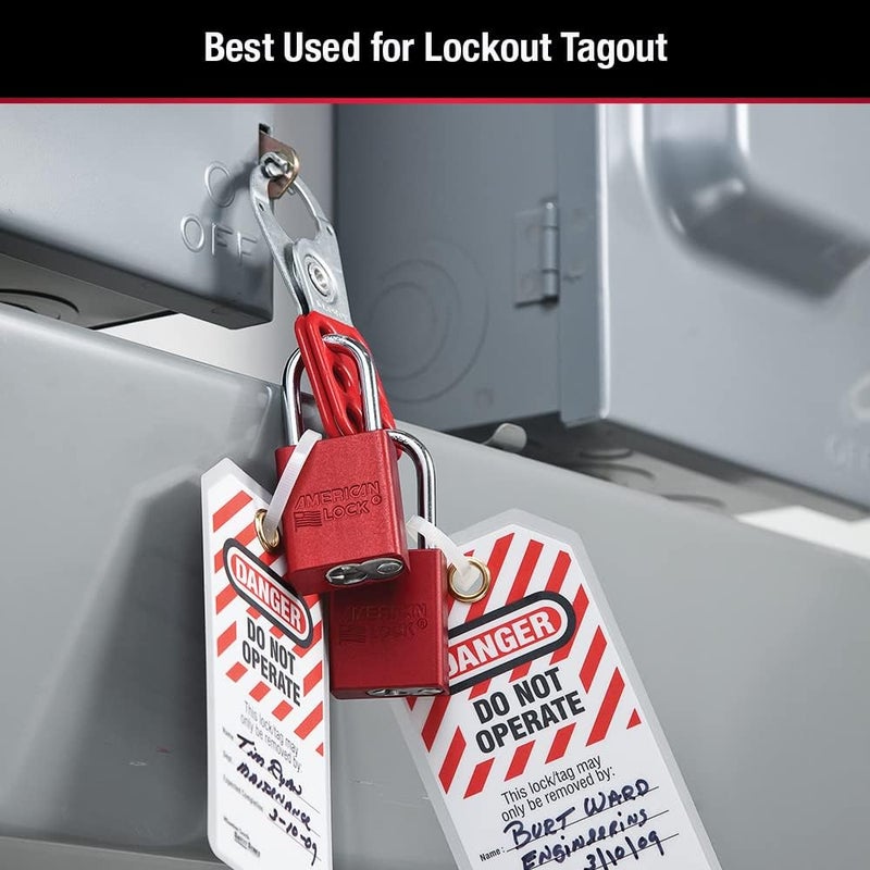 Master Lock A1106RED Anodized Aluminum Safety Padlock - High Visibility Red with Chrome Plated Shackle - Image 2