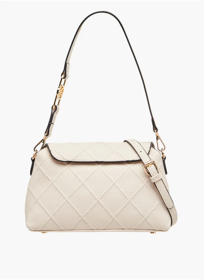 Celeste Quilted Shoulder Bag with Flap Closure and Adjustable Strap