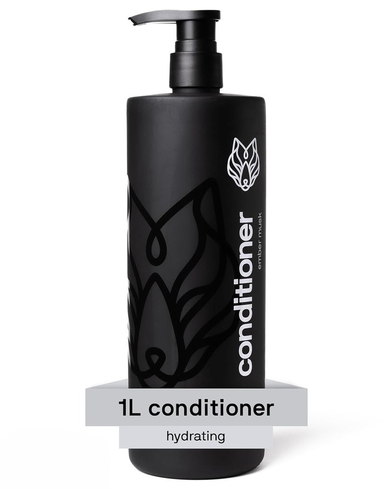 Black Wolf Mens Everyday Hair Conditioner 1 Liter  SalonGrade Professional Deep Conditioner Smooths Detangles  Locks in Moisture for Hydrated  Moisturized Scalp  Hydrating For All Hair Types