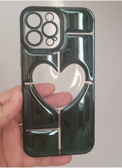 iPhone 14 Pro crystal heart design case for girls and women Green Colour