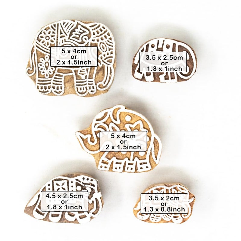 TWOGRAMS Wooden Stamp Block - Printing Stamp Design Set - Block for Printing Saree Border, Dresses, Craft Card Making, Scrapbook, Clay Pottery | Set of 5 | - Image 4