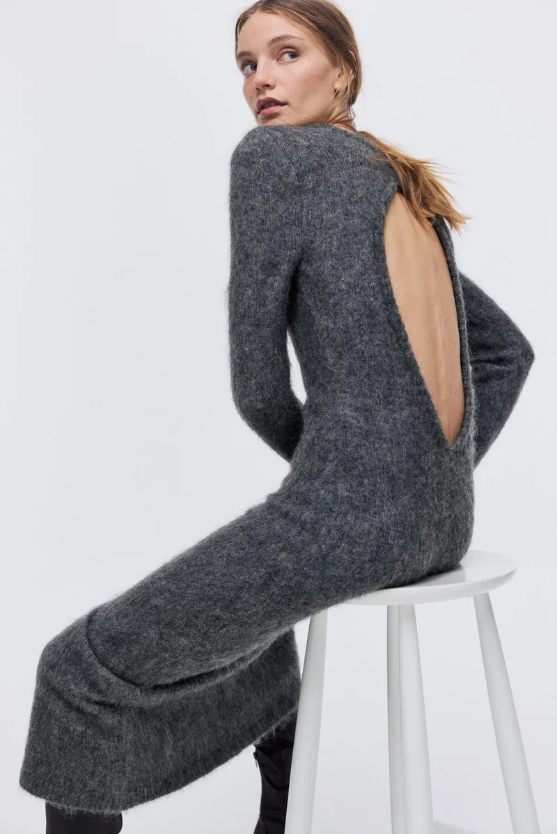 H&M  Open-back mohair-blend dress for Women | Best Price UAE