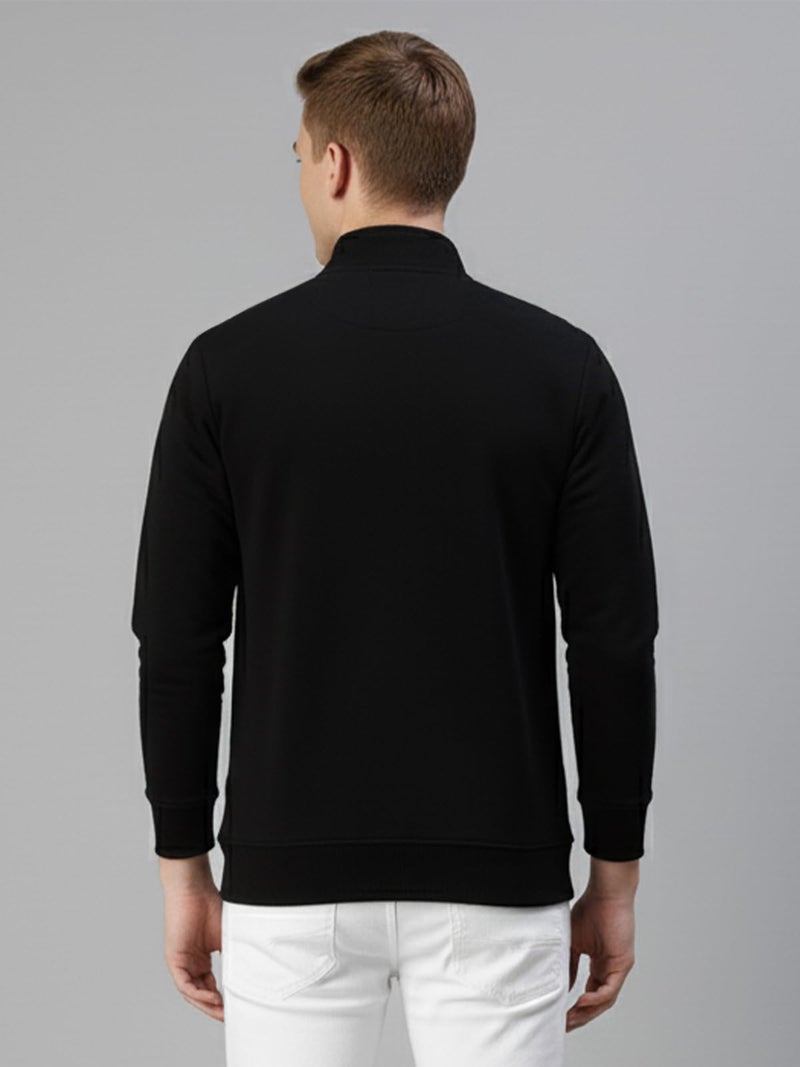 ONN Men's Cotton Solid Regular Fit Full Sleeve Hi-Neck Half Zip Sweatshirt 9004_BLK_S_1PC - Image 4